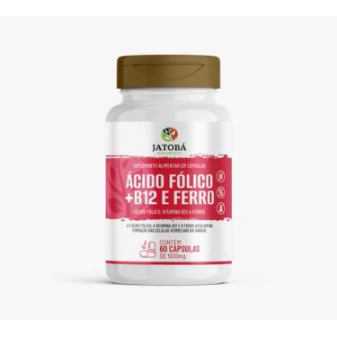 Imagem de Ácido Fólico + Vitamina B12 + Ferro 60 Cápsulas - Jatobá Produtos Natu