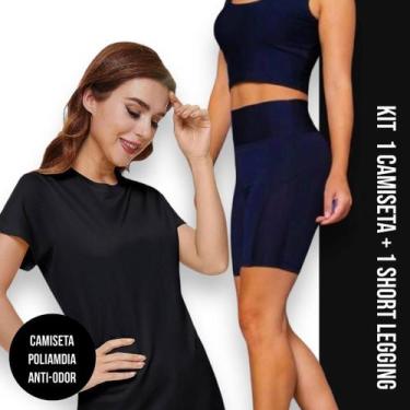 Imagem de KIT Camiseta DRY FIT POLIAMIDA MALHA FRIA  + Short Leg Legging REDINHA