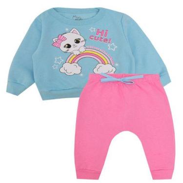Imagem de Conjunto de Moletom Menina Bebê Inverno - Kiiwi, Kw053 azul claro, 2