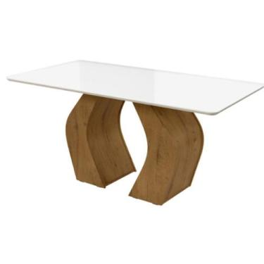 Imagem de Mesa de jantar santorini com vidro madero canela/off white - Village M