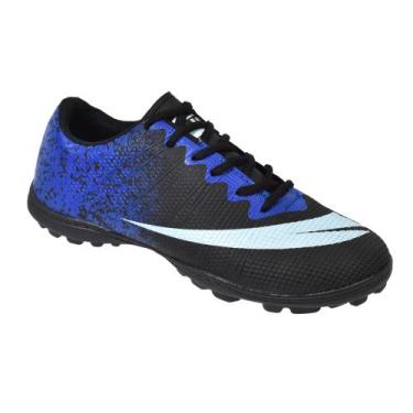 Imagem de Chuteira Society Cravinhos Colada e Costurada NEW - Perflex, Preto azu