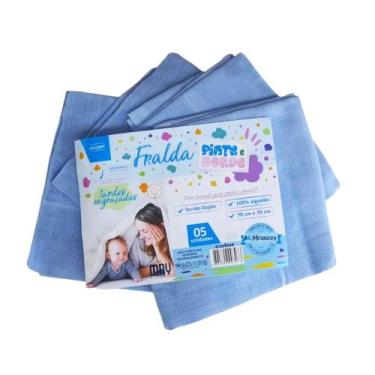 Imagem de Kit 5 Fralda de Pano Pinte E Borde Luxo com Tecido Duplo  com Barra pa