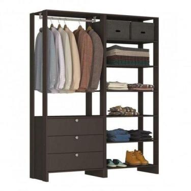 Imagem de Estante Closet Yes 160cm com 3 Gavetas e 6 Nichos - Grafite - Nova Mób