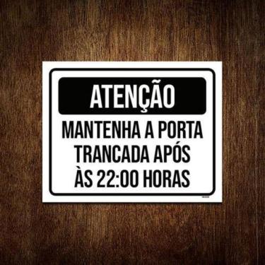 Imagem de Kit 5 Placas Atenção Mantenha Porta Fechada 22 Horas