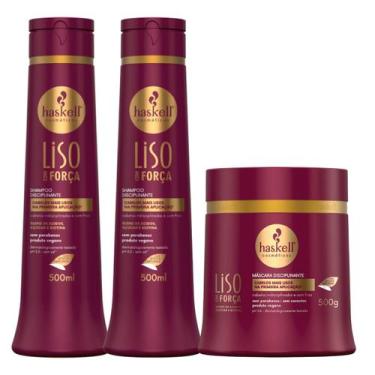 Imagem de Liso Com Força Haskell Disciplinante Máscara 500g + 2 Shampoos
