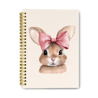 Imagem de THDSE Caderno de animais com laços rosa Coquette, caderno de composição estética, caderno de capa dura espiral de coelho, material escolar universitário, cadernos fofos para escola, cadernos