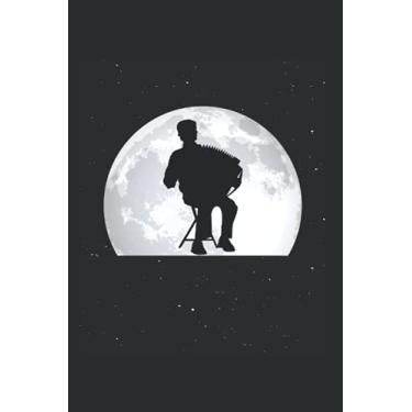 Imagem de Akkordeon Notizbuch: Akkordeon Mond Ziehharmonika Akkordeonist / 6x9 Zoll / 120 karierte Seiten Seiten