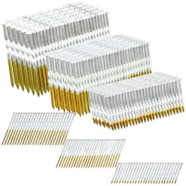 Imagem de Therwen 1500 Unhas de 21 graus para moldura de 21 graus para uso em toda a madeira tratada com pressão, cabeça plana D, galvanizada, fileira de plástico fixa (5 cm 2-1/5.1 cm 7.6 cm)