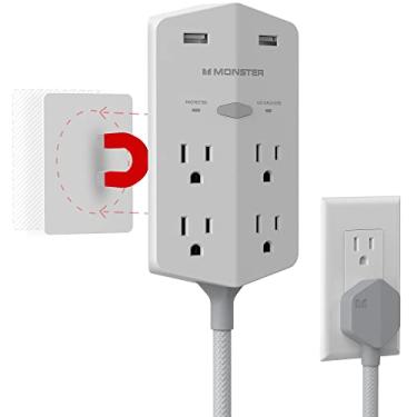 Imagem de Monster Extensor de saída Power Shield XL e cubo magnético com 4 saídas CA, 2 portas USB-A, branco
