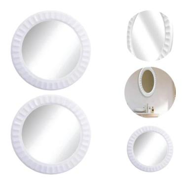 Imagem de 2 Espelhos Decoração Redondo Com Moldura Plástico 26,5cm - Fx