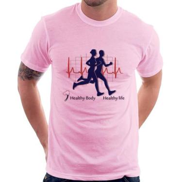 Imagem de Camiseta Batimentos Cardíacos Corrida - Foca na Moda, Rosa bebê, GG