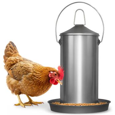 Imagem de Plexon Alimentador de frango suspenso de aço inoxidável de 4 kg sem desperdício de grau alimentício - Alimentador de aves de pato peru para frango metálico - resistente, confiável, de longa duração