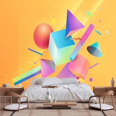 Imagem de Lcythiazole Papel de parede geométrico de tamanho personalizável - papel de parede abstrato, autoadesivo removível, para sala de estar, quarto, quarto infantil, escritório