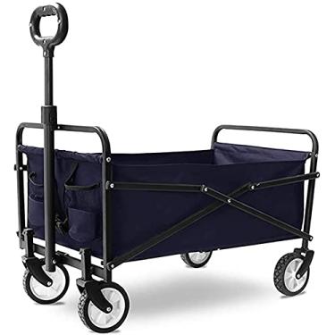 Imagem de Carrinho dobrável de jardim carrinho de compras portátil multifuncional para acampamento ao ar livre fotografia de praia puxar caminhão carga: 60 kg (cor: azul tibetano)