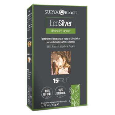 Imagem de Henna Pó Incolor EcoSilver Surya Brasil Cabelos Grisalhos e Brancos com 50g 50g