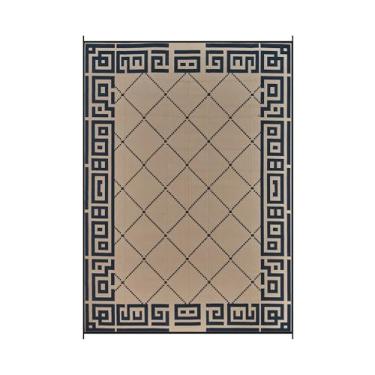 Imagem de DEK GHIBIS Tapete externo para espaço livre de pátio, tapete impermeável de 1,8 x 2,5 m, tapetes de acampamento de palha de plástico reversível, tapete de trailer para varanda, deck, acampamento