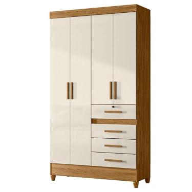 Imagem de Guarda Roupa Solteiro Sobral 4 Portas Freijó Off White - Moval