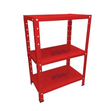 Imagem de Estante de Aço Mini com 3 Prateleiras 45x27cm 45kg Coluna Bipartida Para Escritório Vermelha