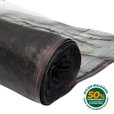 Imagem de Tela Sombrite Nylon Preta Proteção Estufa Horta 50% 3x30m