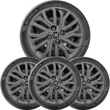 Imagem de Kit Calota Fiat Mobi Argo Cronos Aro 14 Grafite Logo 295Cb