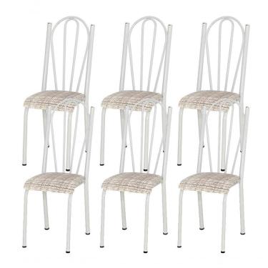 Imagem de Kit 06 Cadeiras Tubular Branca 021 Assento Rattan Rattan