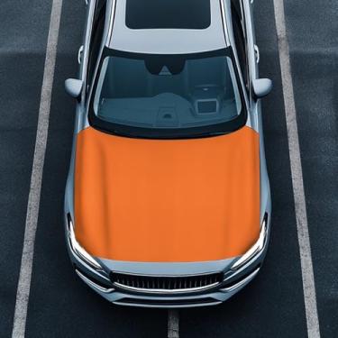Imagem de Dreaweet Capas de capô laranja para carros SUV Sedan capa protetora de capô frontal de carro elástico elástico pano de envoltório neve carro capa acessórios exteriores decoração