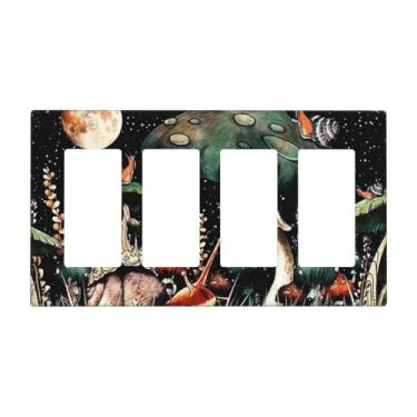 Imagem de Cogumelo hippie estrelado caracol lua, 4 gangues, quadriciclo, interruptor de luz, placa decorativa para banheiro, sala de estar, decoração, tamanho jumbo