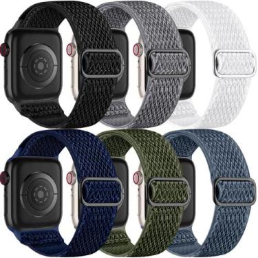 Imagem de Pulseira de relógio Lerobo Stretchy Braided Nylon, pacote com 6, 44-49