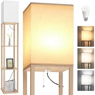 Imagem de Dott Arts Luminária De Chão Com Prateleiras, Luminárias De Chão Para Decoração De Sala De Estar, Luminárias De Prateleira Com Lâmpada Led De 3 Cores, Luminária De Chão Moderna Para Quarto, Luminári