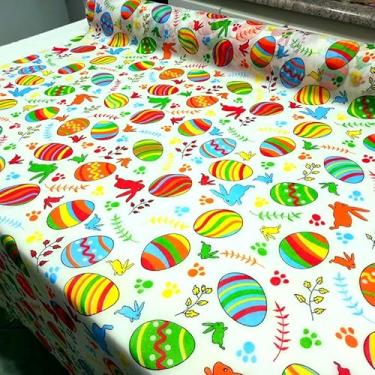 Imagem de TNT Estampado Páscoa Ovos Coloridos Chocolate 1.50m X 1,40m