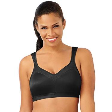 Imagem de Playtex Sutiã feminino 18 horas ativo, respirável, confortável, sem fio, cobertura total, suporte suave, Preto real, 42B