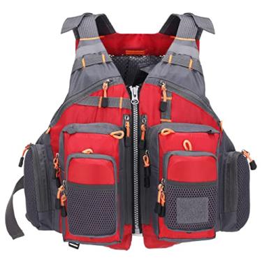 Imagem de Colete de pesca Lixada Fly Fishing Safet, jaqueta de pesca de poliéster respirável, design de malha, colete de pesca para nadar, velejar, caiaque, flutuar (espuma/sem espuma opcional)