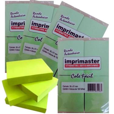 Imagem de 40 Blocos Recados Cole Fácil 38x50mm Verde Claro