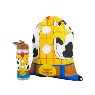 Imagem de Garrafa Woody Toy Story 450Ml Mochila Tipo Saco 30X43Cm - Disney