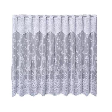 Imagem de Cortina de cozinha de renda Branca ou Bege Tamanho 2,00 x 1,20 (Branco)