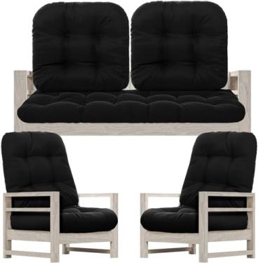 Imagem de Wenqik Conjunto de 7 almofadas para cadeira de vime ao ar livre com 1 almofada de sofá de 112 x 48 cm à prova de intempéries e 6 almofadas em forma de U para móveis de vime, pátio, varanda, banco