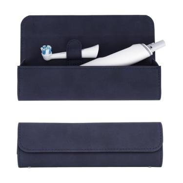 Imagem de LUEXBOX Estojo Para Escova De Dentes Elétrica Viagem, Caixa Armazenamento Recipientes Portáteis, Poliuretano Compatível Com Oral-B Pro 1500 8000, Philips 4100, 5100 6100, 9900 (Azul Escuro, Pacote 2