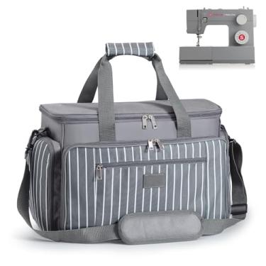 Imagem de MsJelau Estojo Para Transporte De Máquina Costura Com Vários Bolsos, Bolsa Tipo Sacola, Compatível A Maioria Das Máquinas Padrão, Como Singer, Brother E Janome, Cinza