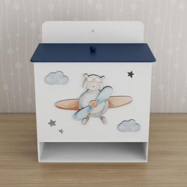 Imagem de Porta Fralda Kit Higiene MDF Quarto Infantil Urso Aviador - Neném na N