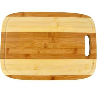 Imagem de Tábua De Bambu 34cm Oval Para Corte Churrasco Legumes Com Pegador - Cl