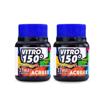 Imagem de Kit Com 2 Tintas Vitro 150º 37ml Preto 520 - Acrilex Resistente a Lavagens! Para Dar Um Acabamento Vibrante E Duradouro Às Suas Peças Garantindo A Durabilidade E A Beleza Dos Seus Projetos