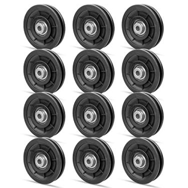Imagem de 12 peças de polia de rolamento de nylon de 90 mm, rolamento silencioso de substituição para sistema de polia de equipamento de academia de garagem, rolamento universal à prova de desgaste carga operacional máxima de 453 kg