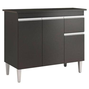 Imagem de Balcão De Cozinha Tatiane Com Tampo 100cm Preto Fosco - Ajl