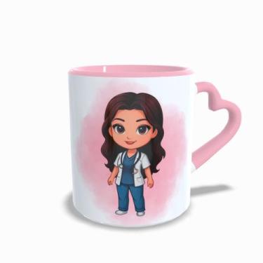 Imagem de Caneca Alça de Coração Personalizada Profissão Enfermeira Com Nome - J