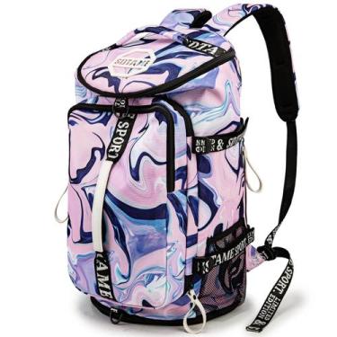 Imagem de Mochila de ginástica SDTAME com compartimento para sapatos roxa