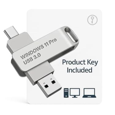 Imagem de Instalador USB tipo C + A inicializável para Windows 11 Pro, chave de ativação incluída. Recuperar, restaurar, reparar disco de inicialização. Corrigir desktop e laptop.