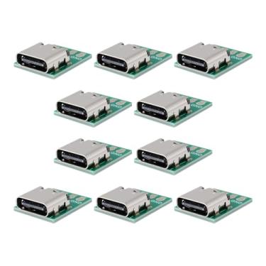 Imagem de Micro Traders 10x conector USB 3.1 tipo C 16 pinos fêmea placa de teste PCB adaptador 12 x 13,8 mm para transferência de cabo de dados