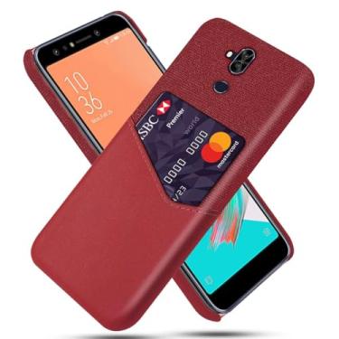 Imagem de Capa para asus Zenfone 5 Lite ZC600KL,Tela e tampa de couro PU,Antideslizante,360°cobertura completa à prova de choque com 1 slot de cartão atrás,Prevenção de queda-Red
