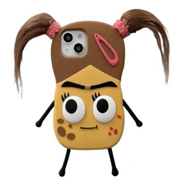 Imagem de QoKcoahn Capa para iPhone 12 Pro Max, lindas capas de telefone Kawaii, 3D, engraçadas, trançadas, com chaveiro, capa de proteção contra quedas de gel de silicone macio para mulheres e meninas para