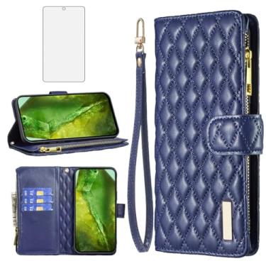 Imagem de Asuwish Capa de telefone para Google Pixel 8A capa carteira com protetor de tela de vidro temperado e suporte de couro para cartão de crédito com suporte acessórios para celular TPU Kickstand Slim